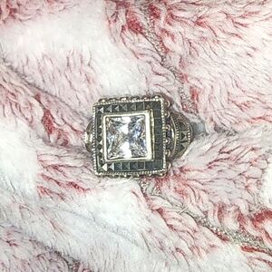 Size 7 large white topaz ring set in sterling silver
